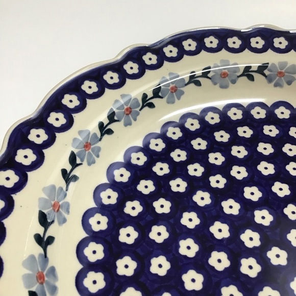 Polish Pottery Daisy Cobalt Blue Bake Serve Dish 13.25” SIGNED Wolak Boleslawiec - Picture 11 of 16